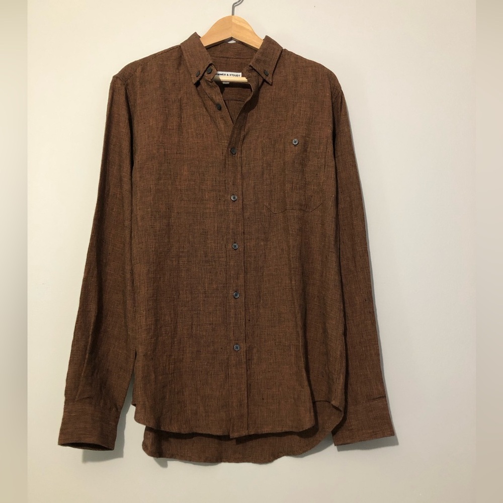 Krammer & Stoudt 100% Linen Brown Button Up Casual Western Shirt Men’s Medium